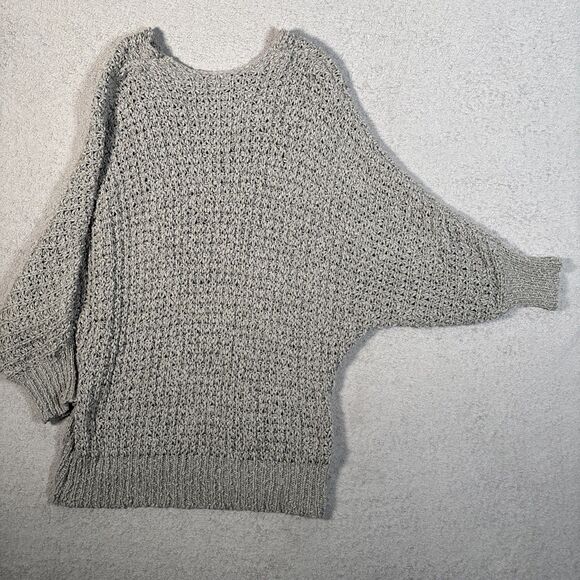Altar’d State Chunky Open Knit V Neck Sweater Women’s Size M Grey Lagenlook - Picture 9 of 10